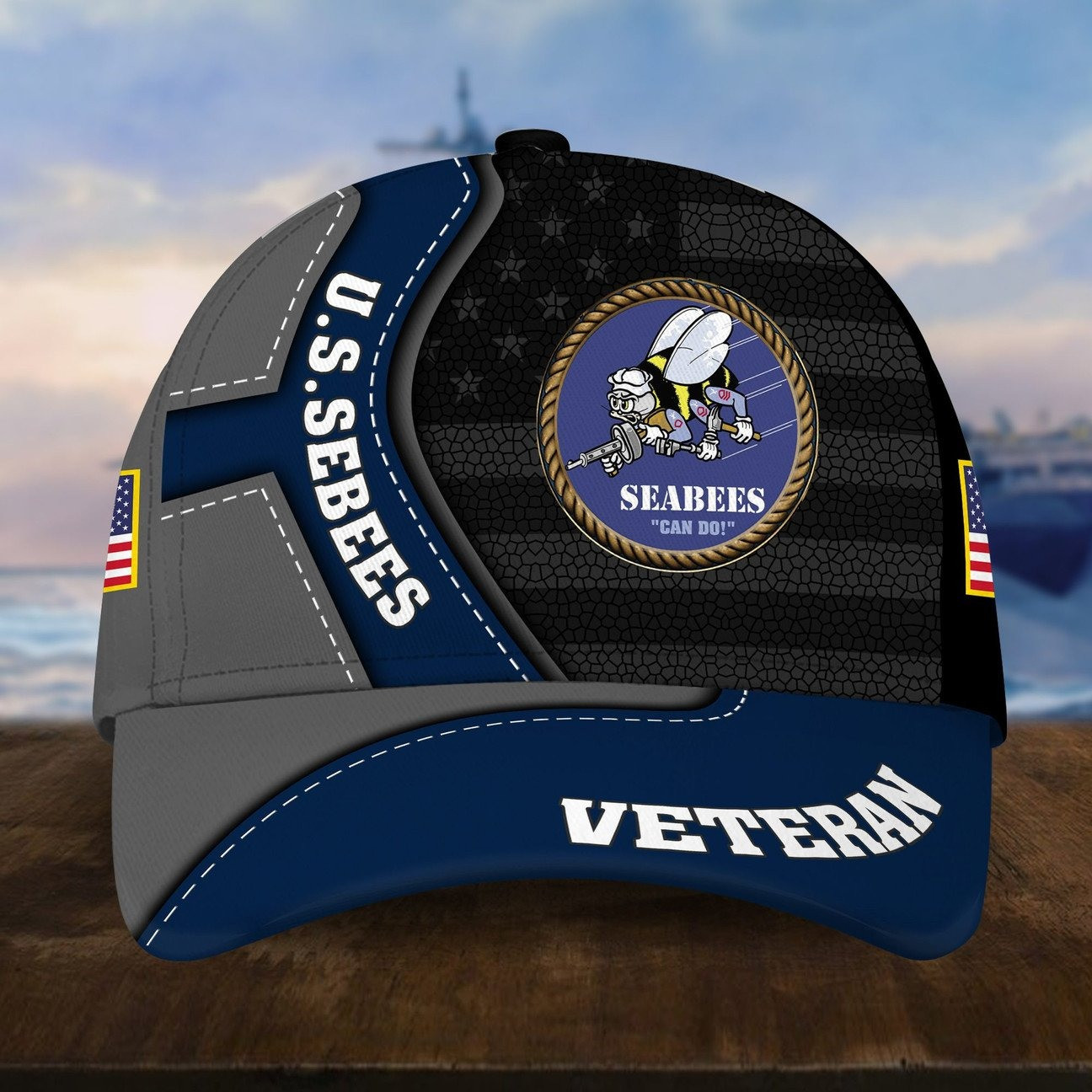 US Seabees with Star Baseball Cap Proudly Served Gift For Army on Veterans Day