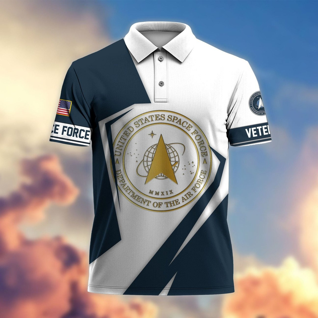 US Space Force Gold Seal Polo Shirt Exclusive Military Gift for Dad and Husband and Friends on Veterans Day