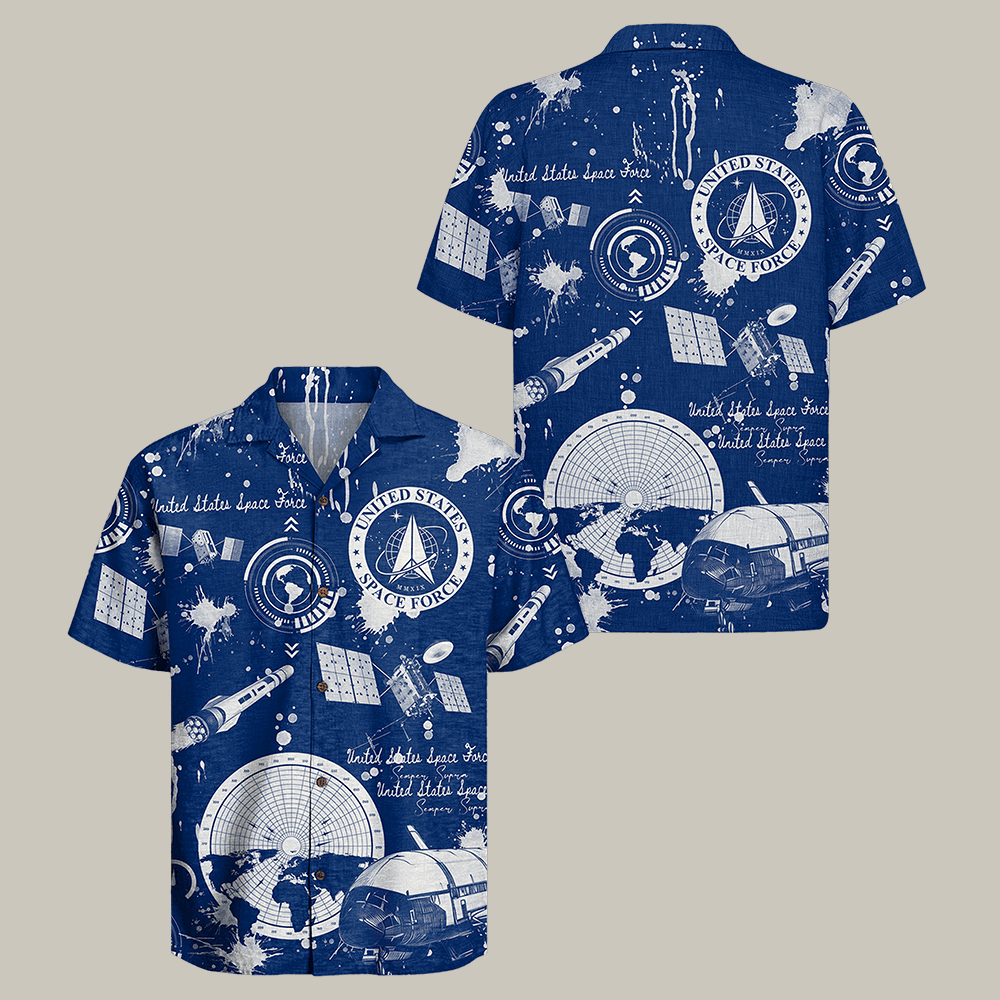 US Space Force Hawaiian Shirt USSF Semper Supra Shirt Air Force Veteran Gift