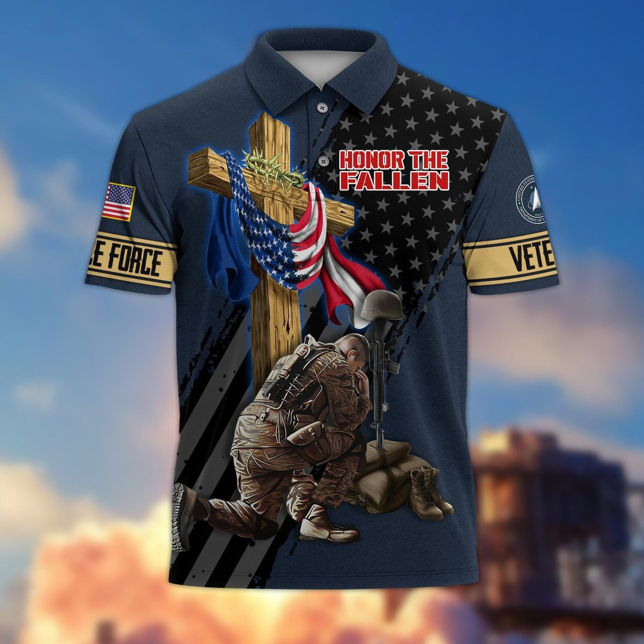 US Space Force Honor the Fallen Polo Shirt Perfect Gift for For Dad and Husband on Veterans Day