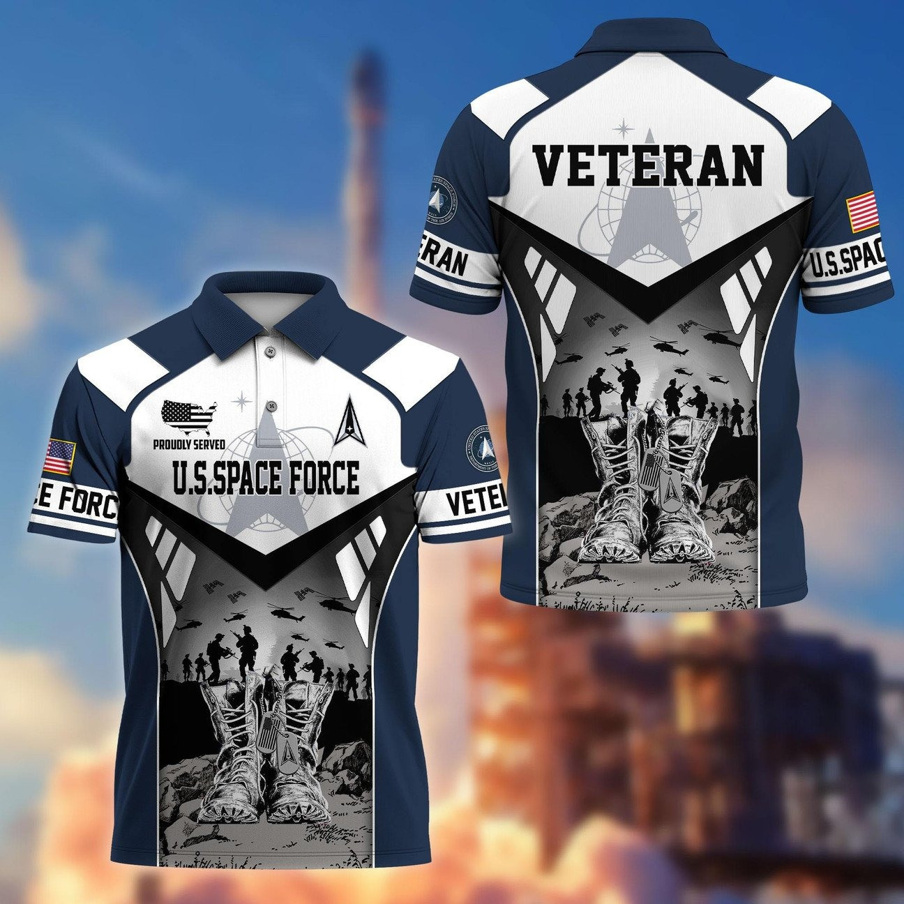 US Space Force Patriotic Veterans Polo Shirt Great Gift for Dad and Husband and Friends on Veterans Day