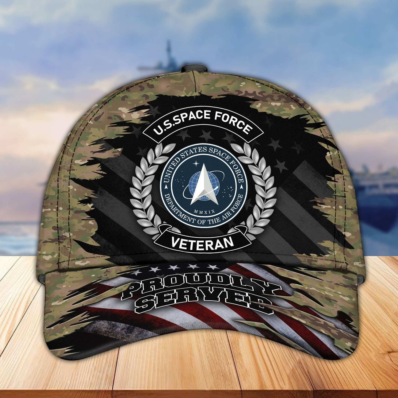 US Space Force Veteran Camo Baseball Cap Patriotic Gift For Proud Army on Veterans Day