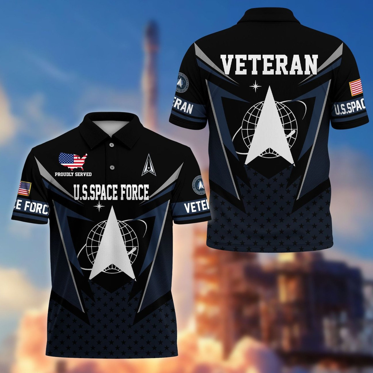 US Space Force Veteran Polo Shirt Premium Military Gift for Father and Husband and Friends on Veteran Day
