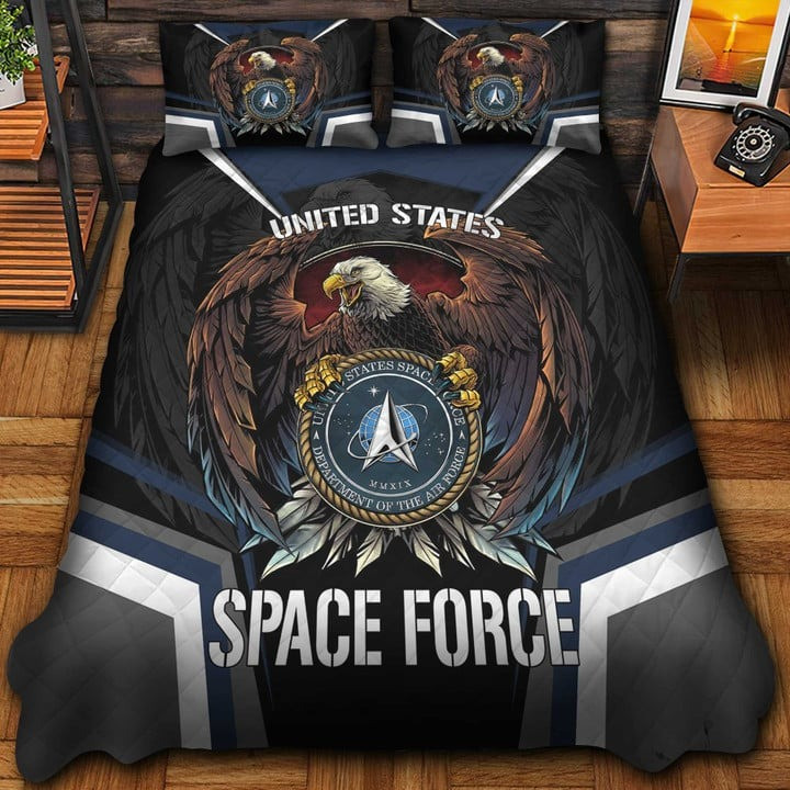 US Space Force Veteran Quilted Bedding Set Duvet Cover Bedspread Bedroom Decor Gifts For Mom