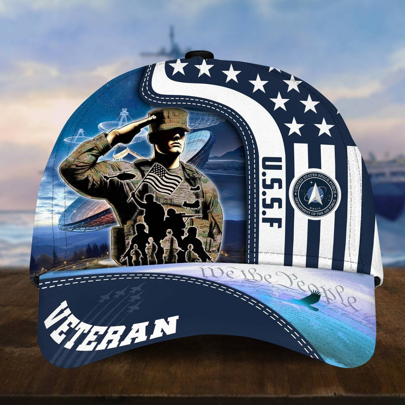 US Space Force Veteran Salute Patriotic Baseball Cap Gift For Husband on Veterans Day