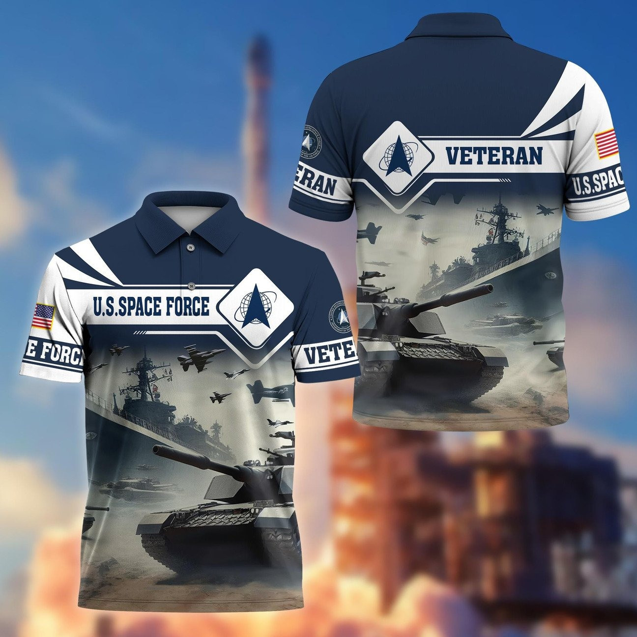 US Space Force Veterans Polo Shirt Men's Patriotic Shirt Gift For Space Force Veterans