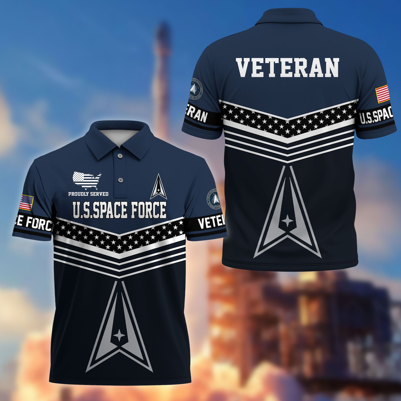 US Space Force Veterans Polo Shirt Proudly Served USSF Shirt Gifts for Veterans
