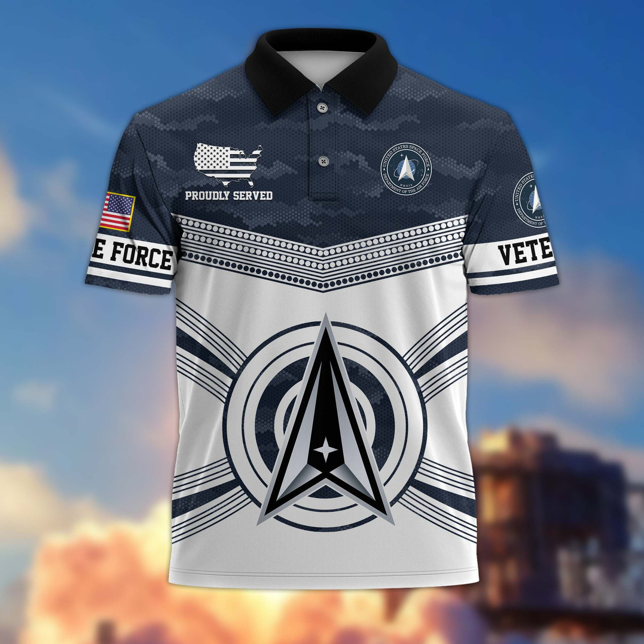 US Space Force Veterans Proudly Served Polo Shirt Best Gift for Father and Husband on Veteran Day