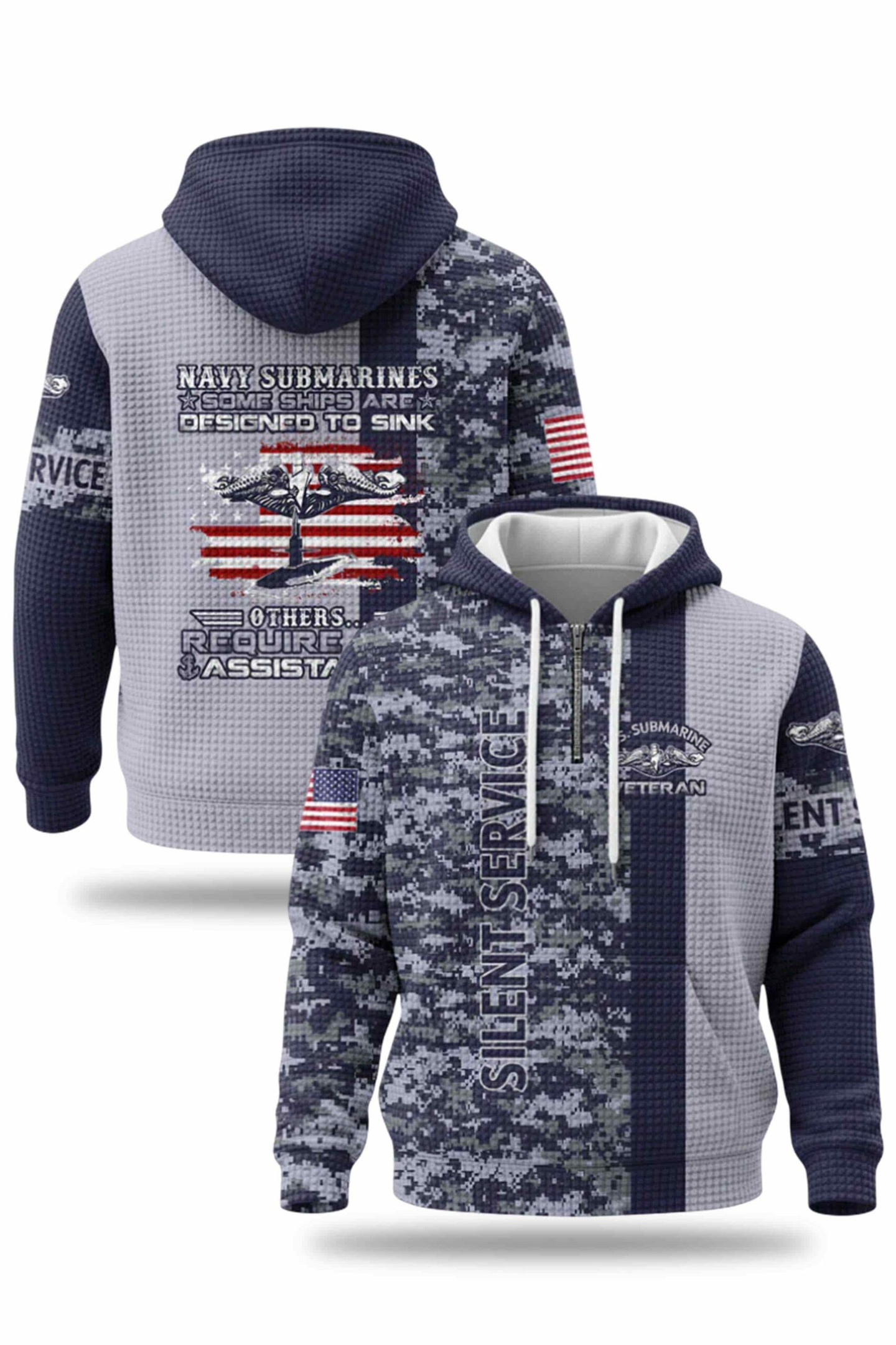 Us Submarine Veteran Silent Service Navy Submarines Waffle Hoodie Gifts For Him Us Submarine Veteran Silent Service Navy Submarines Waffle Hoodie Gifts For Him