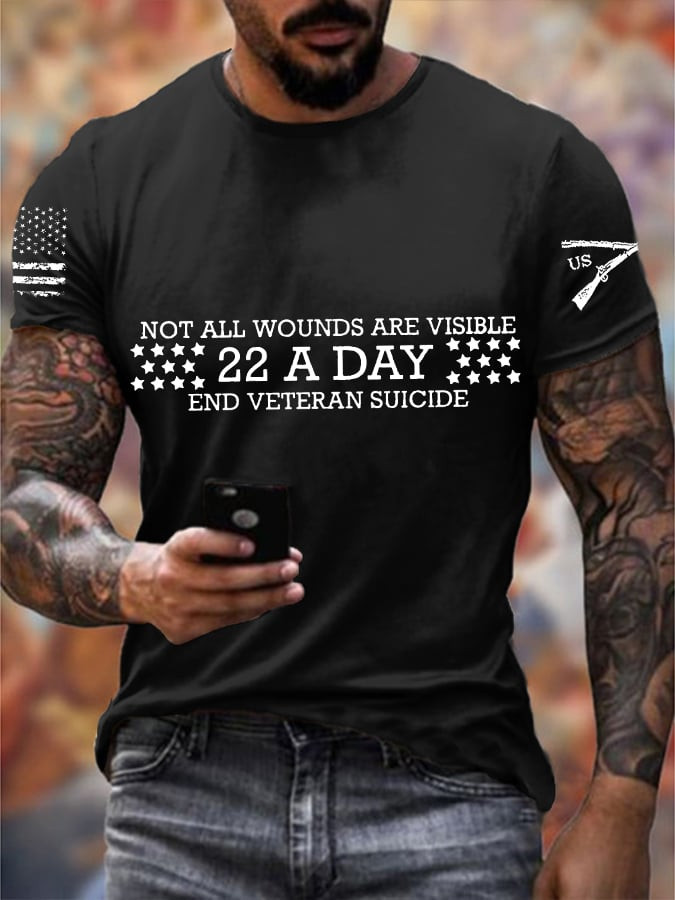 US Veteran 22 A Day T-Shirt Not All Wounds Are Visible End Veteran Suicide Shirt Patriot Gifts