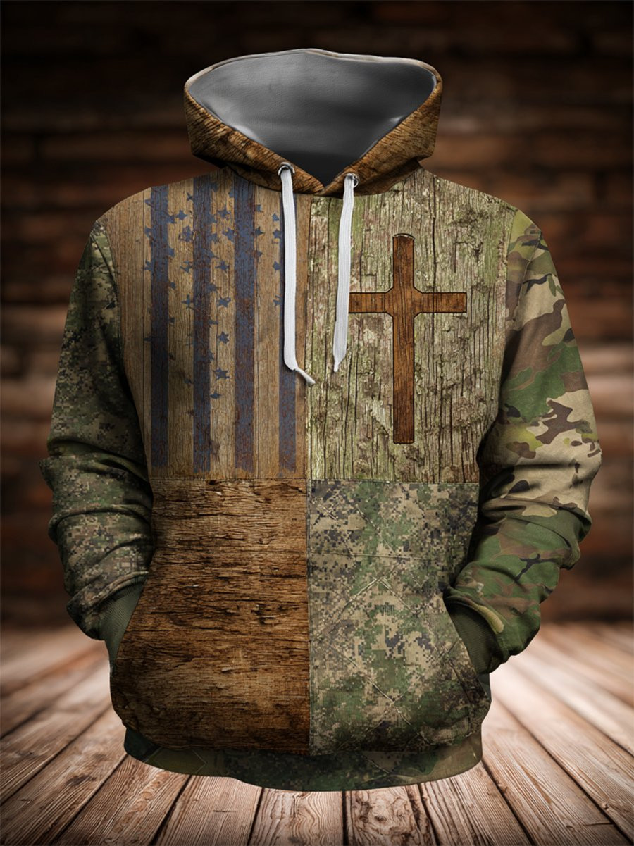US Veteran 250Th Anniversary Camo Hoodie Vintage Faith American Flag Veteran Merch Gifts