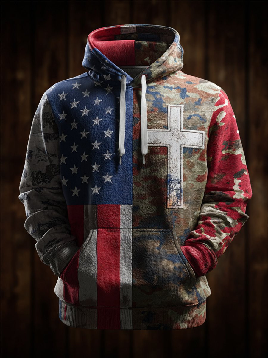 US Veteran 250Th Anniversary Camo Hoodie Vintage Faith American Flag Veteran Retirement Apparel