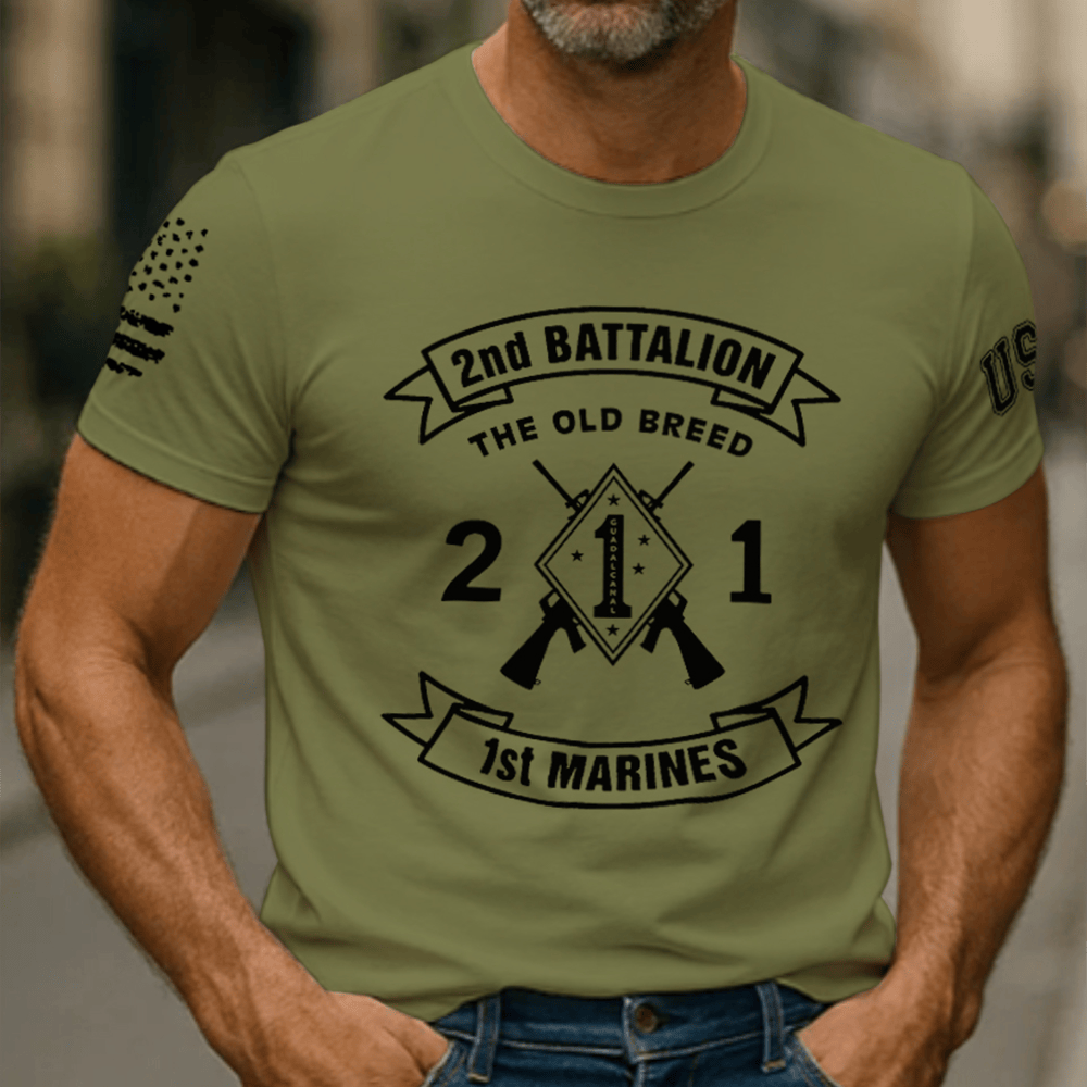 US Veteran 2nd Battalion T-Shirt 1st Marines American Flag Shirt Veteran Gifts For Dad