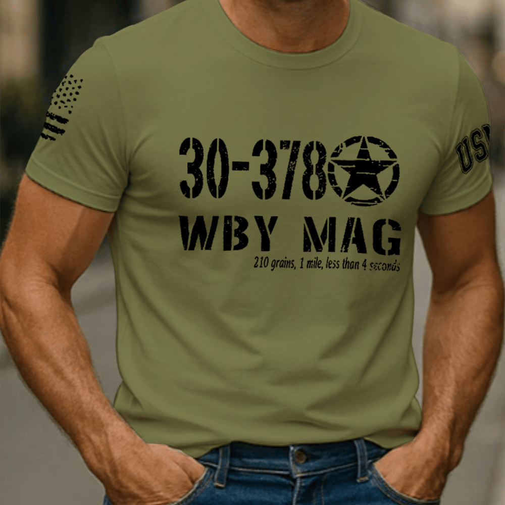 US Veteran 30 378 WBY MAG T-Shirt American Flag Patriotic Shirt Gifts For Retired Soldiers