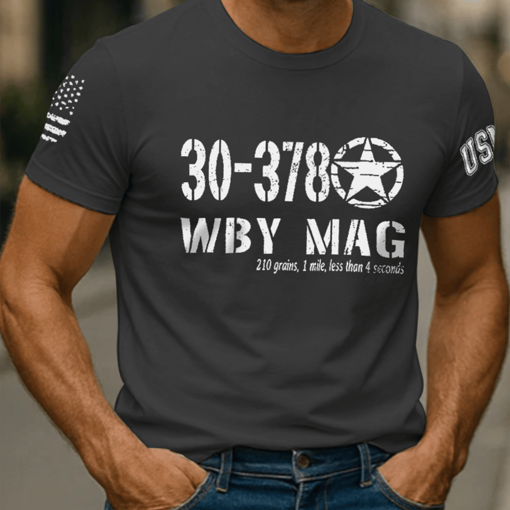 US Veteran 30 378 WBY MAG T-Shirt American Flag Patriotic Shirt Gifts For Retired Soldiers
