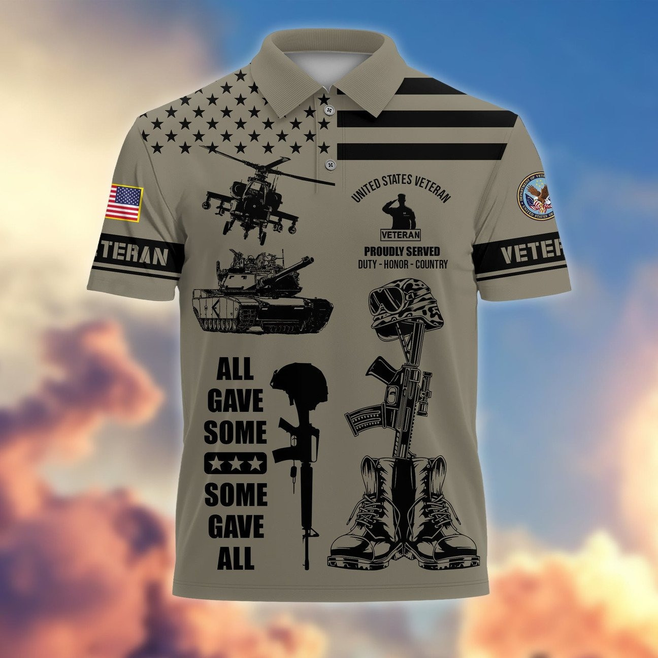 US Veteran All Gave Some Proudly Served Polo Shirt Perfect Gift for For Dad and Husband on Veterans Day