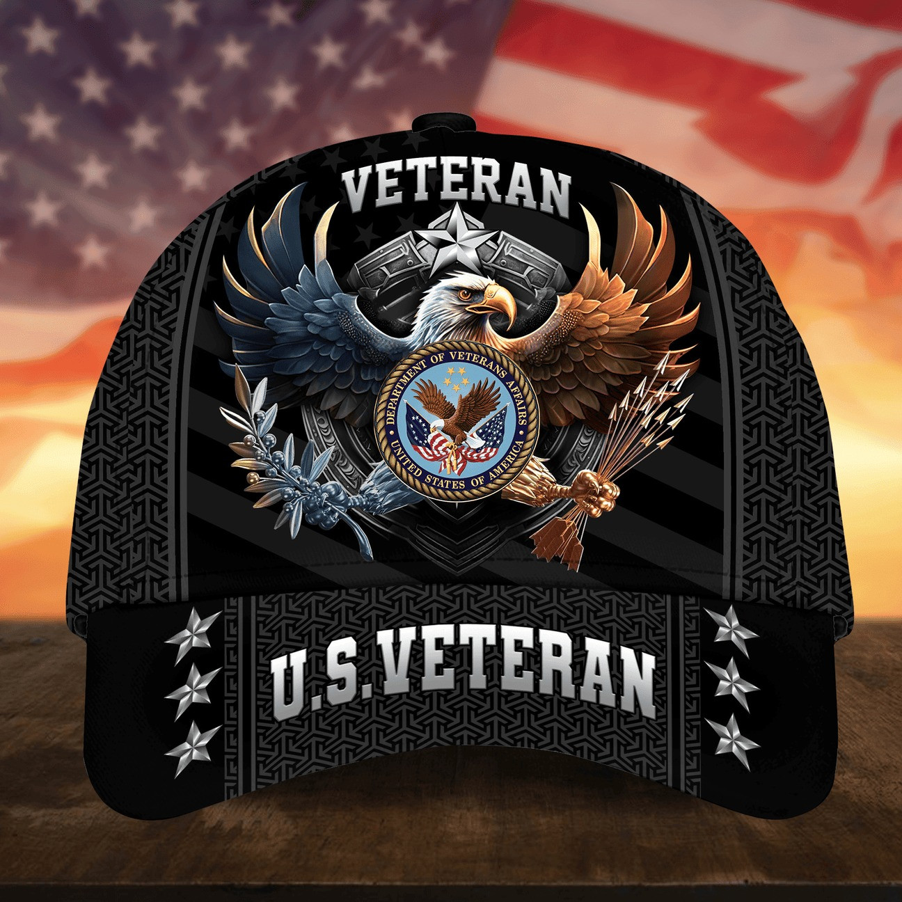 US Veteran American Bald Eagle Military Cap Gift for Proud United States Heroes on Veterans Day