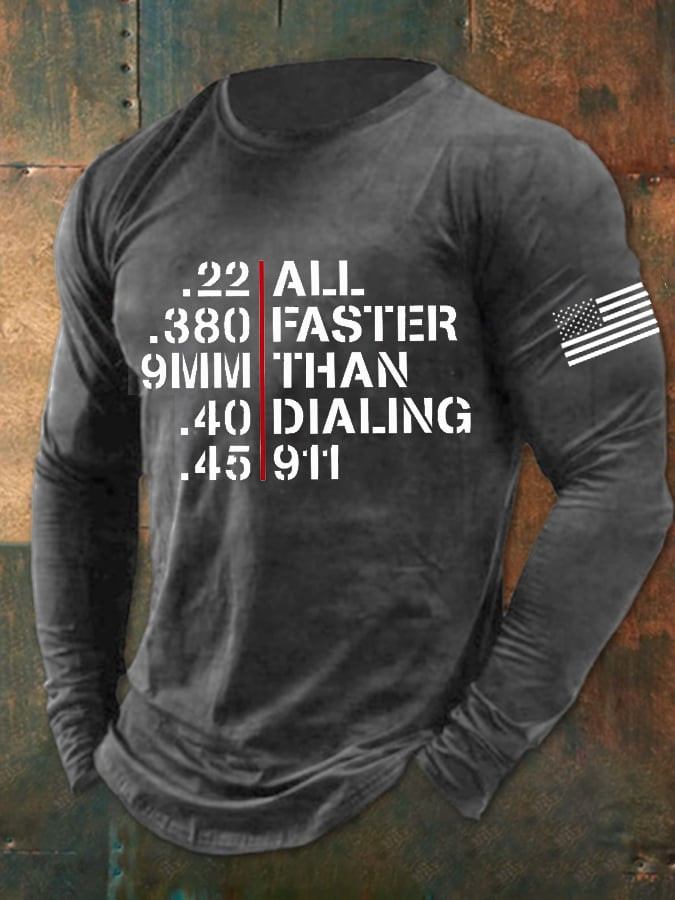 US Veteran American Flag Long Sleeve Shirt All Faster Than Dialing 911 Veteran Merch Gifts