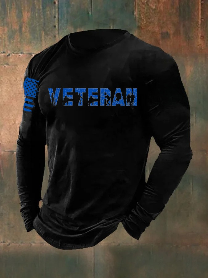 US Veteran American Flag Long Sleeve Shirt Proud Veteran Military Apparel Gifts For Father