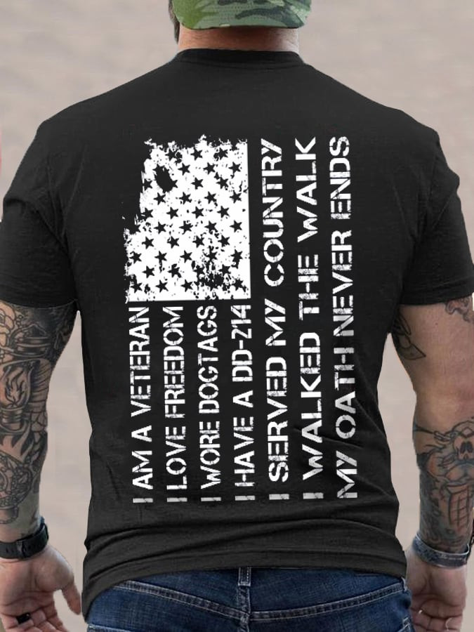 US Veteran American Flag T-Shirt I Am Veteran Patriotic Shirt Gifts For Men