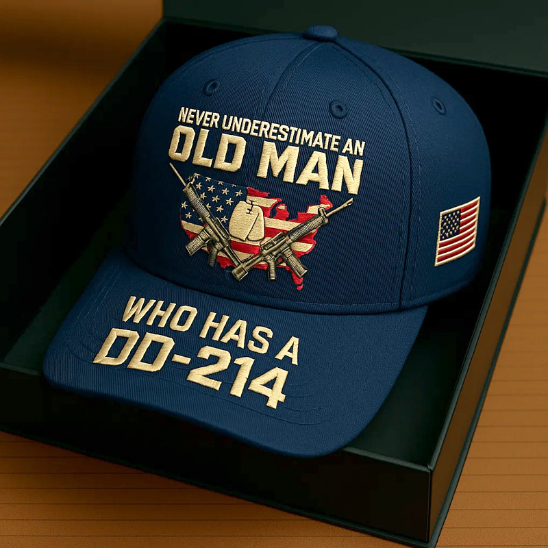 Us Veteran Art Hat Never Underestimate An Old Man DD 214 Cap Patriotic Gift Ideas