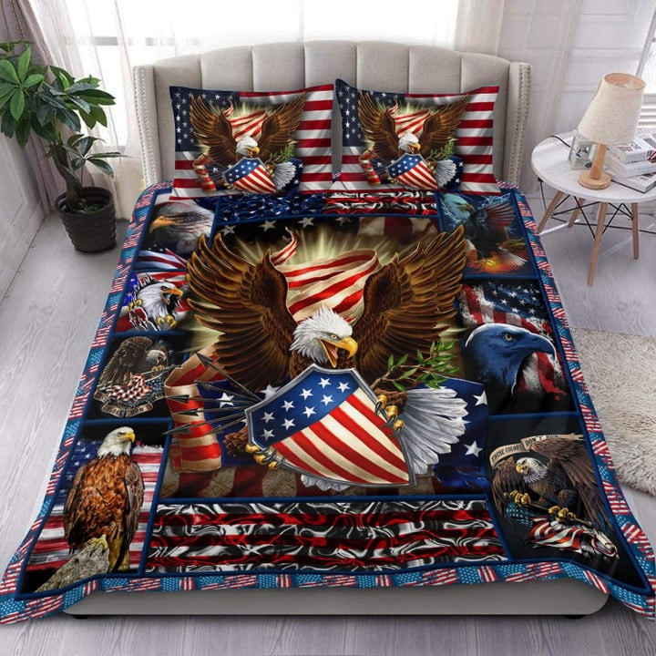 US Veteran Bedding Set Duvet Cover Bedspread Eagle With Shield USA Veterans Day Gifts