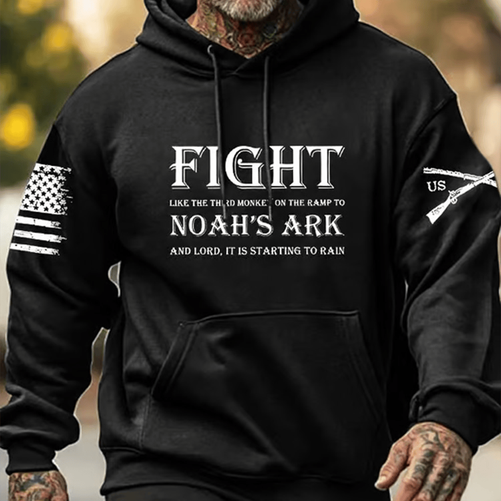 US Veteran Black Hoodie Fight Noah's Ark Veteran Clothing Gifts For Retired Army Veterans