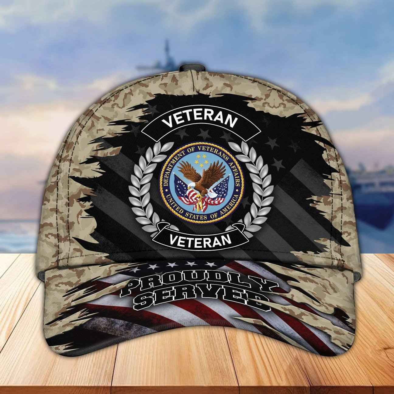 US Veteran Camo Baseball Cap Patriotic Gift For Proud Army on Veterans Day