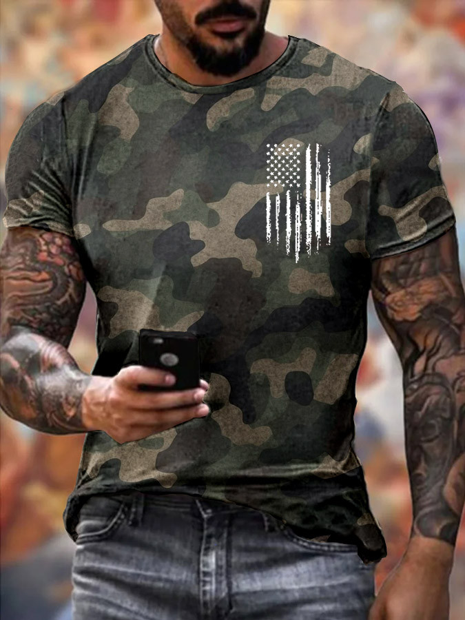 US Veteran Camo T-Shirt American Flag Proud Veteran Patriotic Shirt Gifts For Military Men