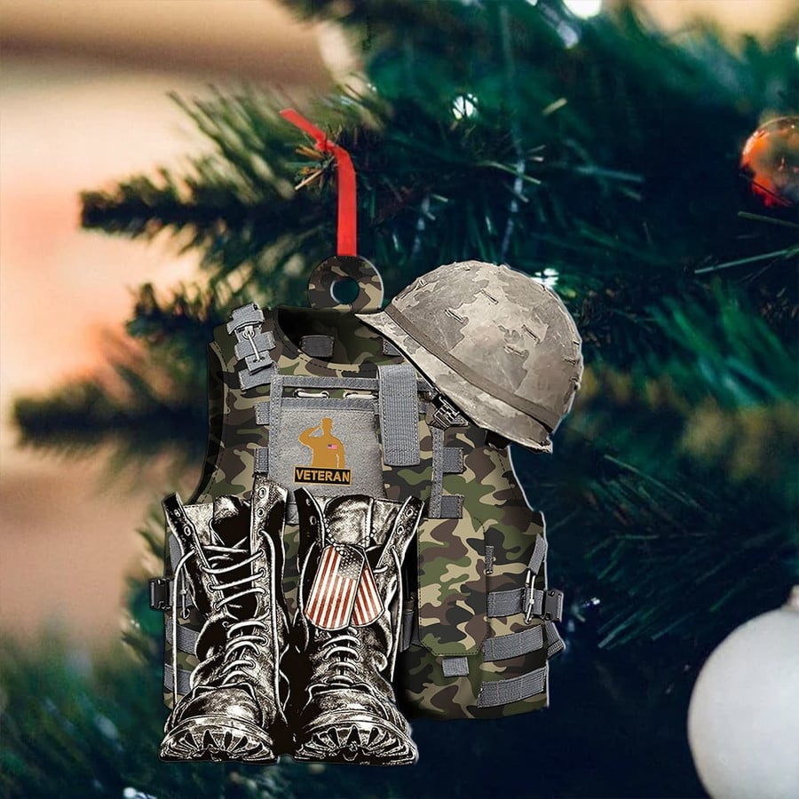 US Veteran Camo Uniform Christmas Ornament Winter Decor Christmas Gifts For Military Man