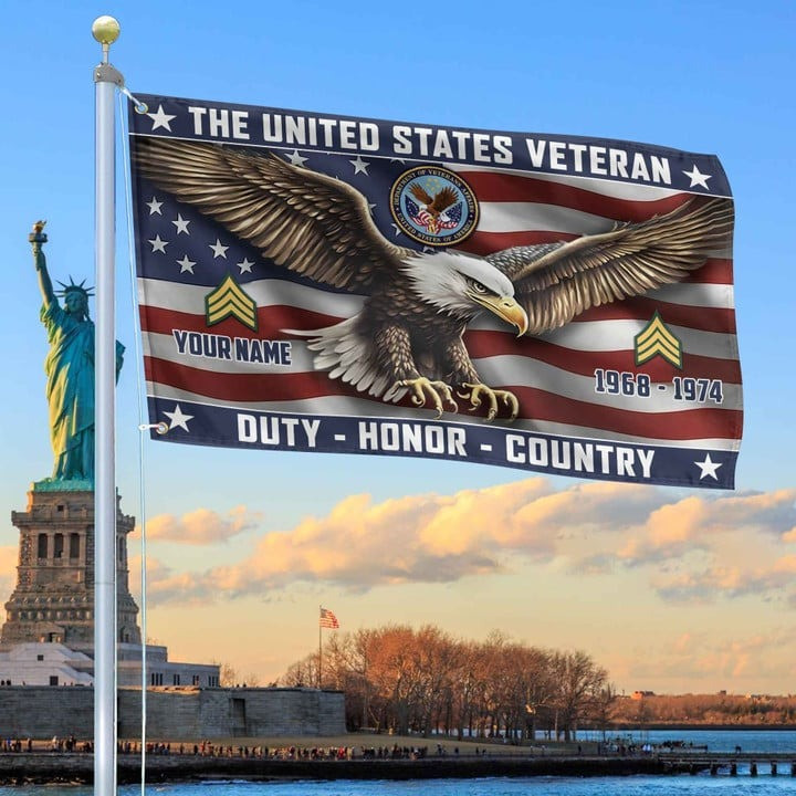 US Veteran Custom Grommet Flag Best Gifts for US Veteran and Father for Armed Forces Day and Veterans Day