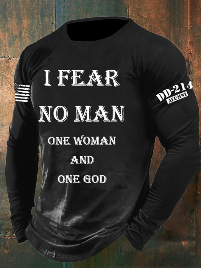 US Veteran DD 214 Alumni Long Sleeve Shirt I Fear No Man DD 214 Clothing Veteran Gifts