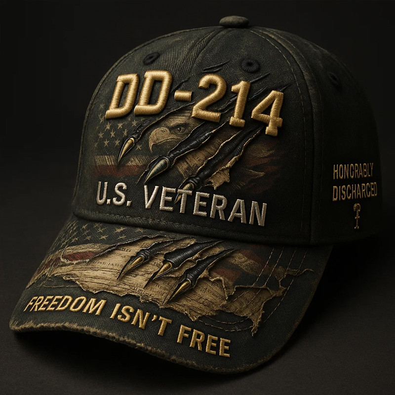 US Veteran DD 214 Hat Freedom Isn't Free American Flag Cap Patriotic Gifts
