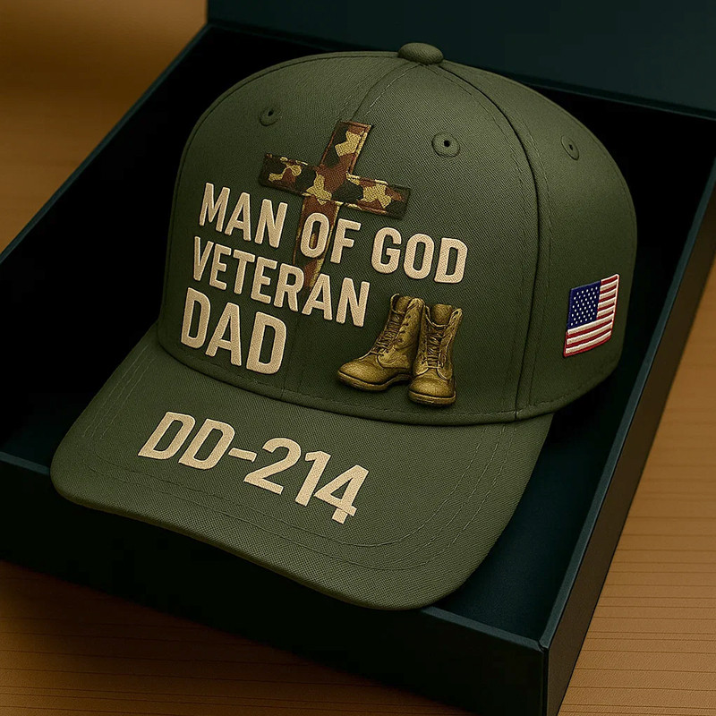 US Veteran DD 214 Hat Man Of The God Veteran Dad Camo Holy Cap Gifts For Retired Soldiers
