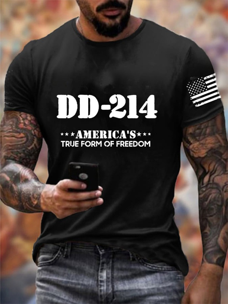 US Veteran DD 214 T-Shirt America's True Form Of Freedom USA Flag Military Clothing Gifts