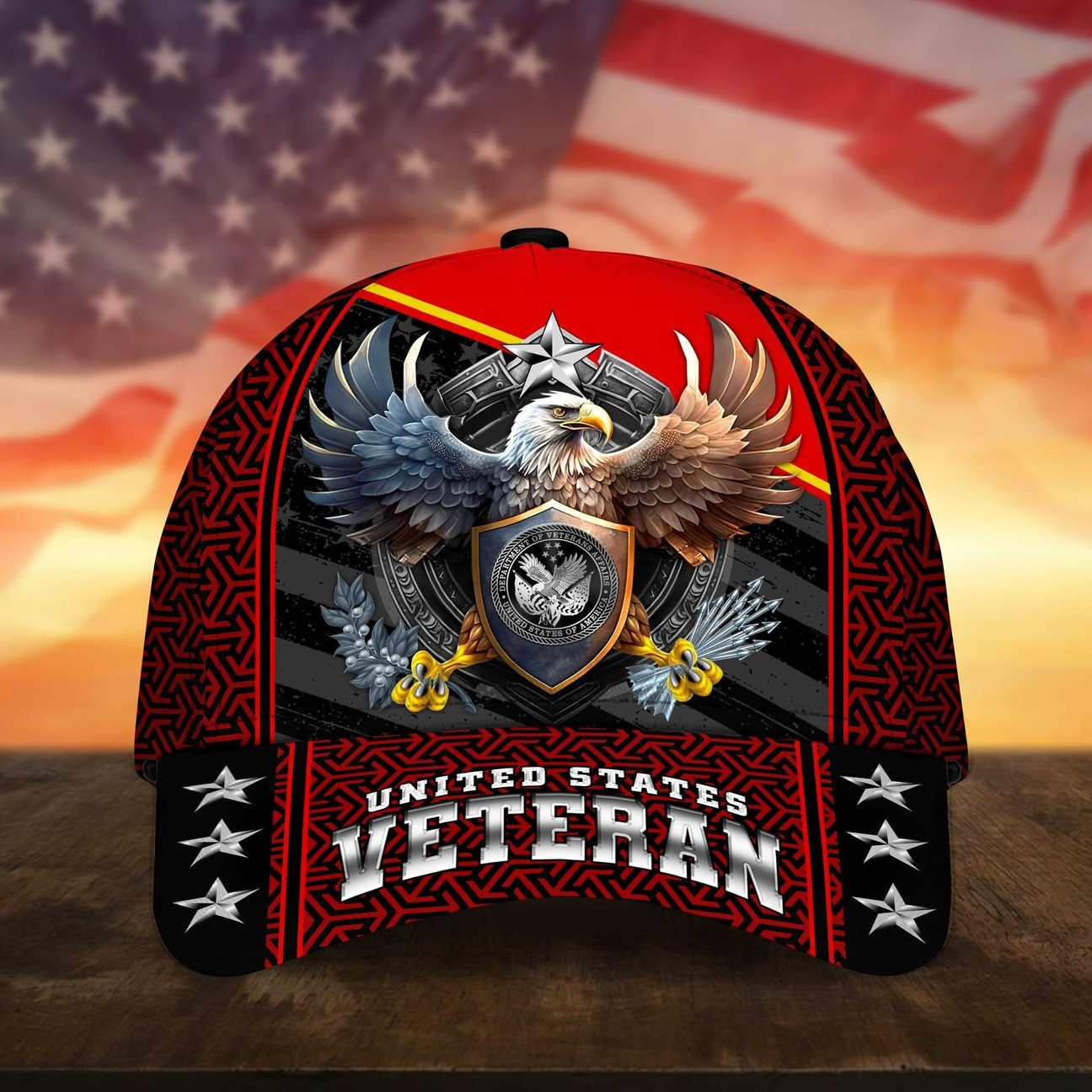 US Veteran Eagle Patriotic Military with American Shield Cap Gift For Proud Militaries on Veterans Day