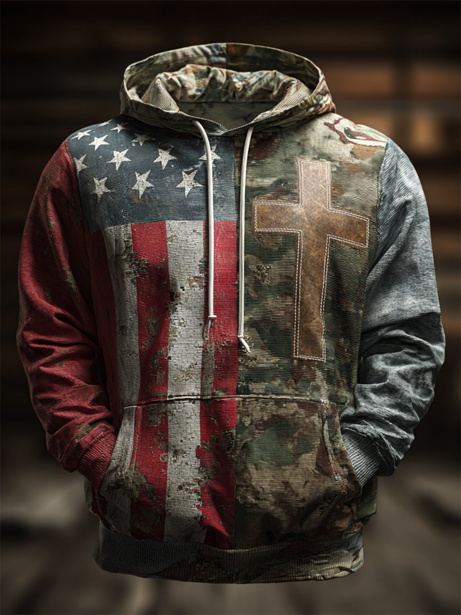 US Veteran Faith American Flag Camo Hoodie Veterans Day Apparel Gifts For Patriots