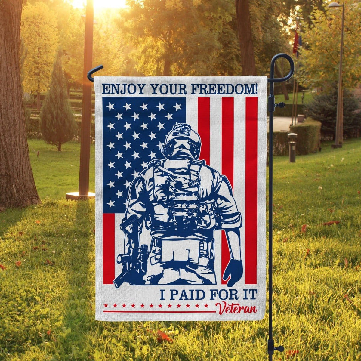 US Veteran Flag Enjoy Your Freedom I Paid For It Outdoor Decor Proud Veteran Presents