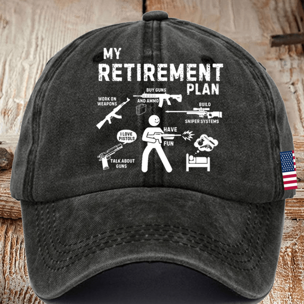 US Veteran Funny Hat My Retirement Plan American Flag Baseball Cap Gifts For Father
