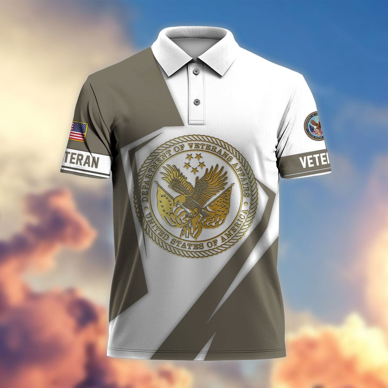 US Veteran Gold Seal Polo Shirt Exclusive Military Gift for Dad and Husband and Friends on Veterans Day