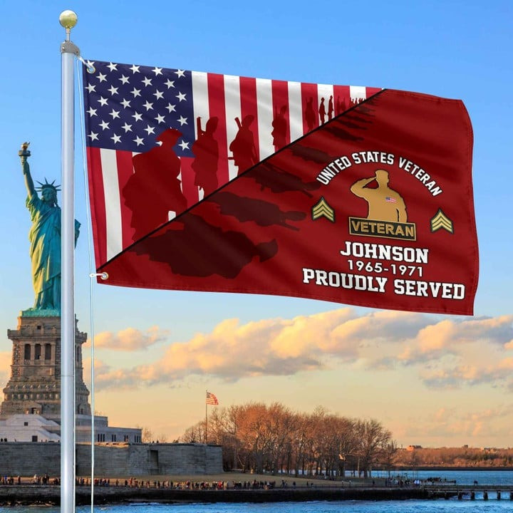 US Veteran Grommet Custom Flag Gift for Veteran Dad Husband Armed Forces Day Veterans Day