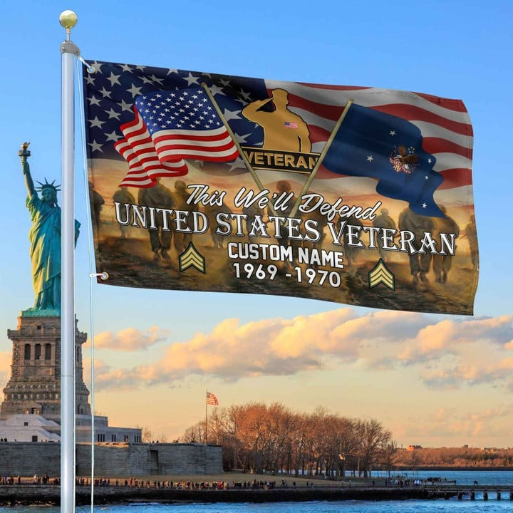 US Veteran Grommet Flag Custom Gifts for US Veteran Dad and Husband for Veterans Day