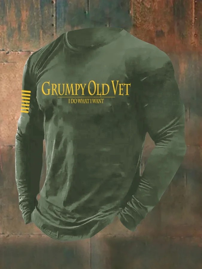 US Veteran Grumpy Old Vet Long Sleeve Shirt I Do What I Want Military Merch Patriotic Presents