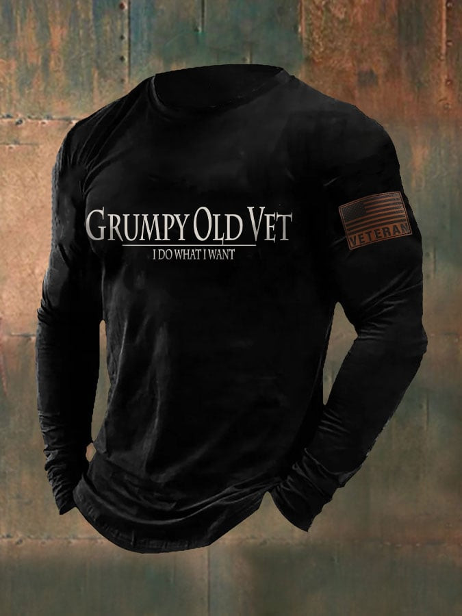 US Veteran Grumpy Old Vet Long Sleeve Shirt I Do What I Want Veteran Merch Patriotic Gifts