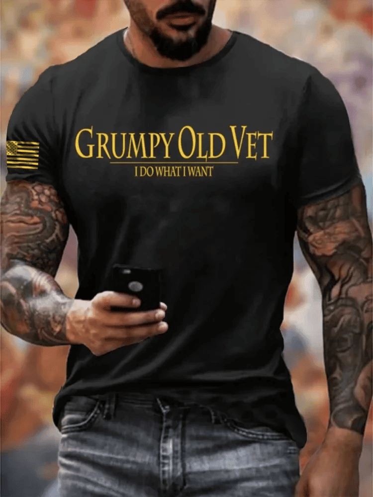US Veteran Grumpy Old Vet T-Shirt I Do What I Want Clothing Best Gifts For Retired Soldiers