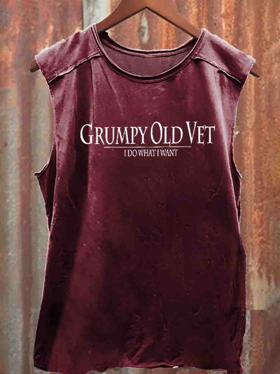 US Veteran Grumpy Old Vet Tank Top I Do What I Want Veteran Merch Gifts For Patriotic Dad