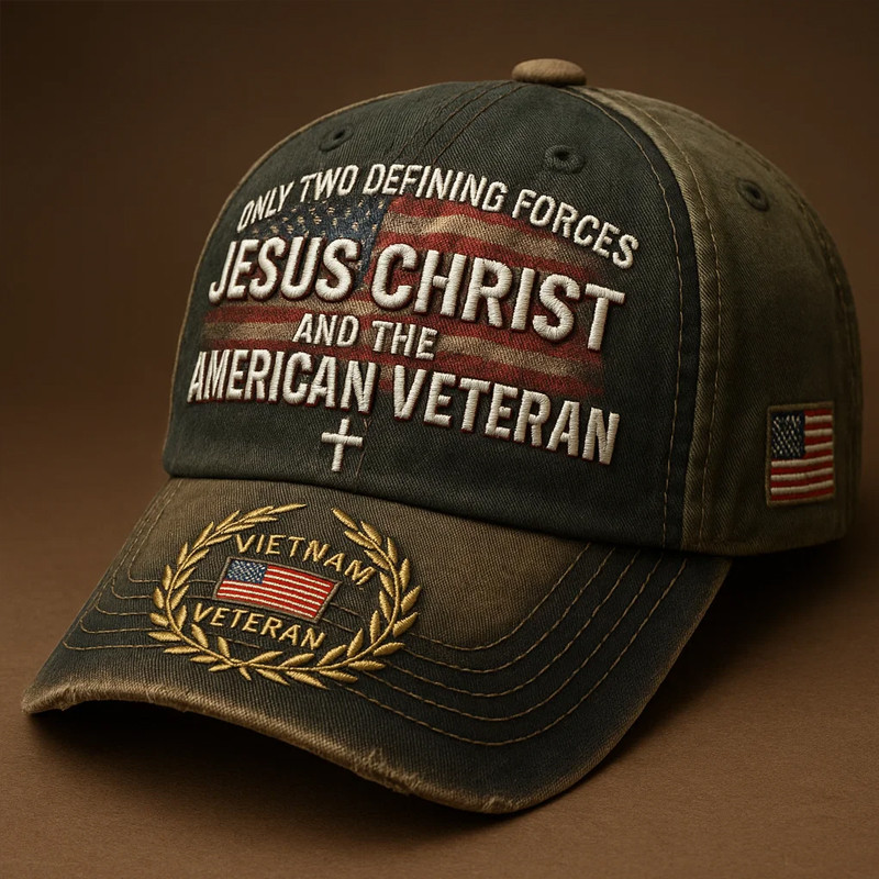 US Veteran Hat Jesus Christ And The American Veteran Cap Patriotic Gift For Veterans
