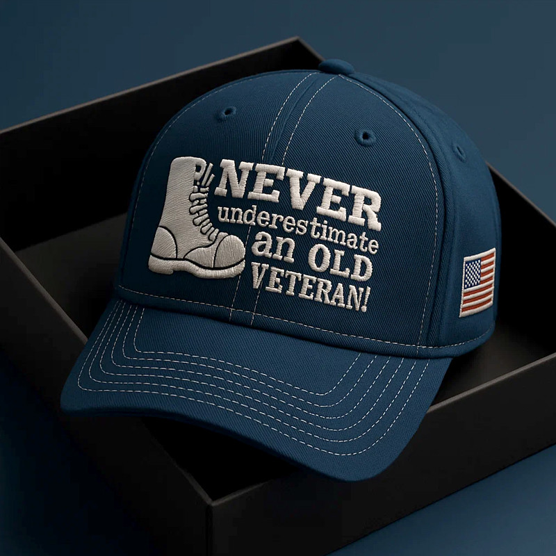US Veteran Hat Never Underestimate An Old Veteran American Flag Hat Cool Gift Ideas