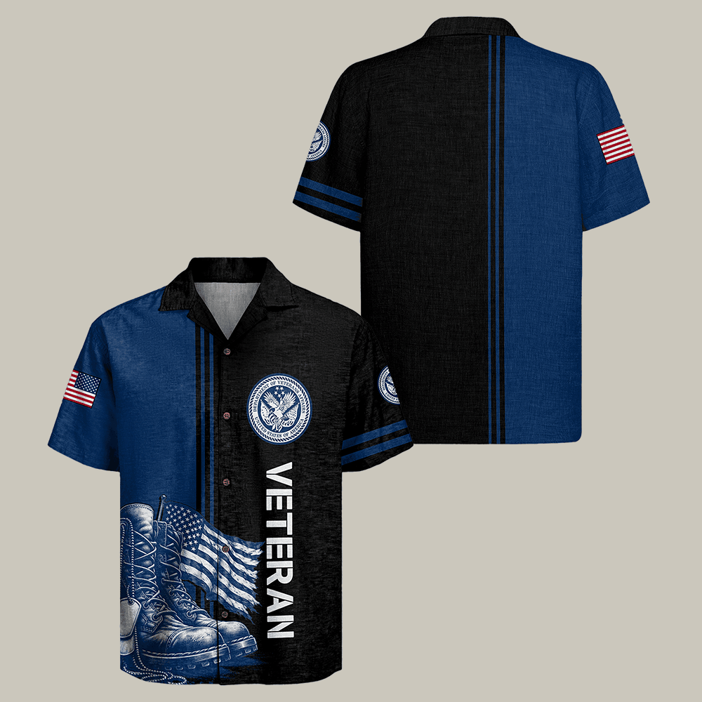 US Veteran Hawaiian Shirt Combat Boot Military Appreciation Clothes Veteran Gift For Men