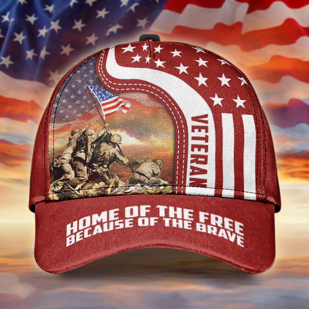 US Veteran Home Of The Free Because Of The Brave Hat Patriotic Cap Veterans Gifts